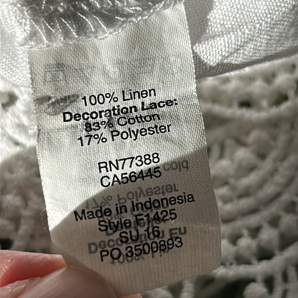 J Crew Scalloped Edge Crochet Lace Trimmed Linen Peasant Blouse White Small - Picture 7 of 11